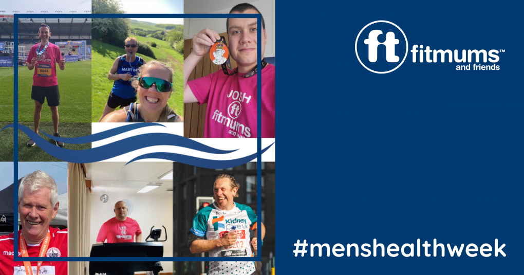 A collage of photos of Fitmums & Friends men. Text reads #menshealthweek.