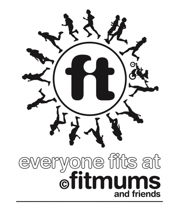 Fitmums & Friends everyone fits logo in black on white