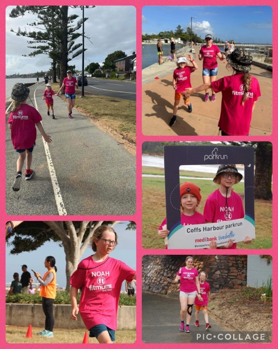 family park run picture collage with Mum and 2 children.
