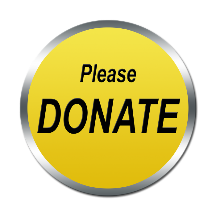 Yellow, circular donate button