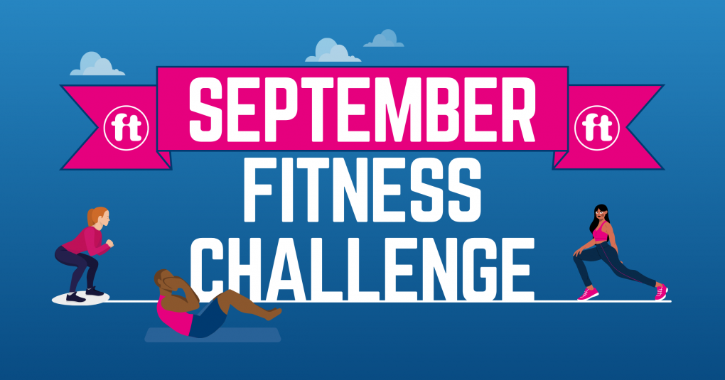 Image showing cartoon characters working out around text reading 'September Fitness Challenge'