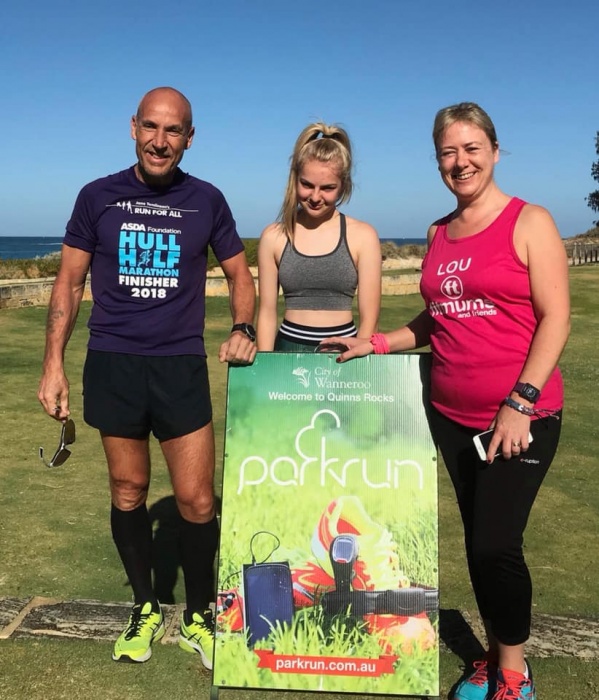 Louise and family at Park Run at Quinns Rocks Australia