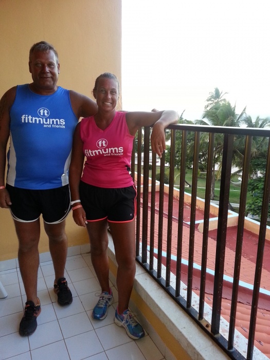 Ian and Lisa ready for a run in Guardalavaca, Cuba