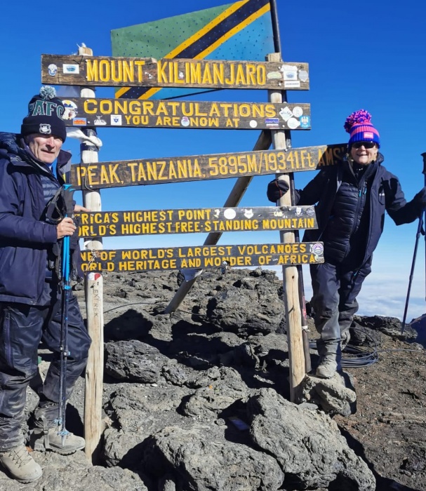 Tracy at Mount Kilimanjaro. Is this the highest a Fitmums bobble hat has been?